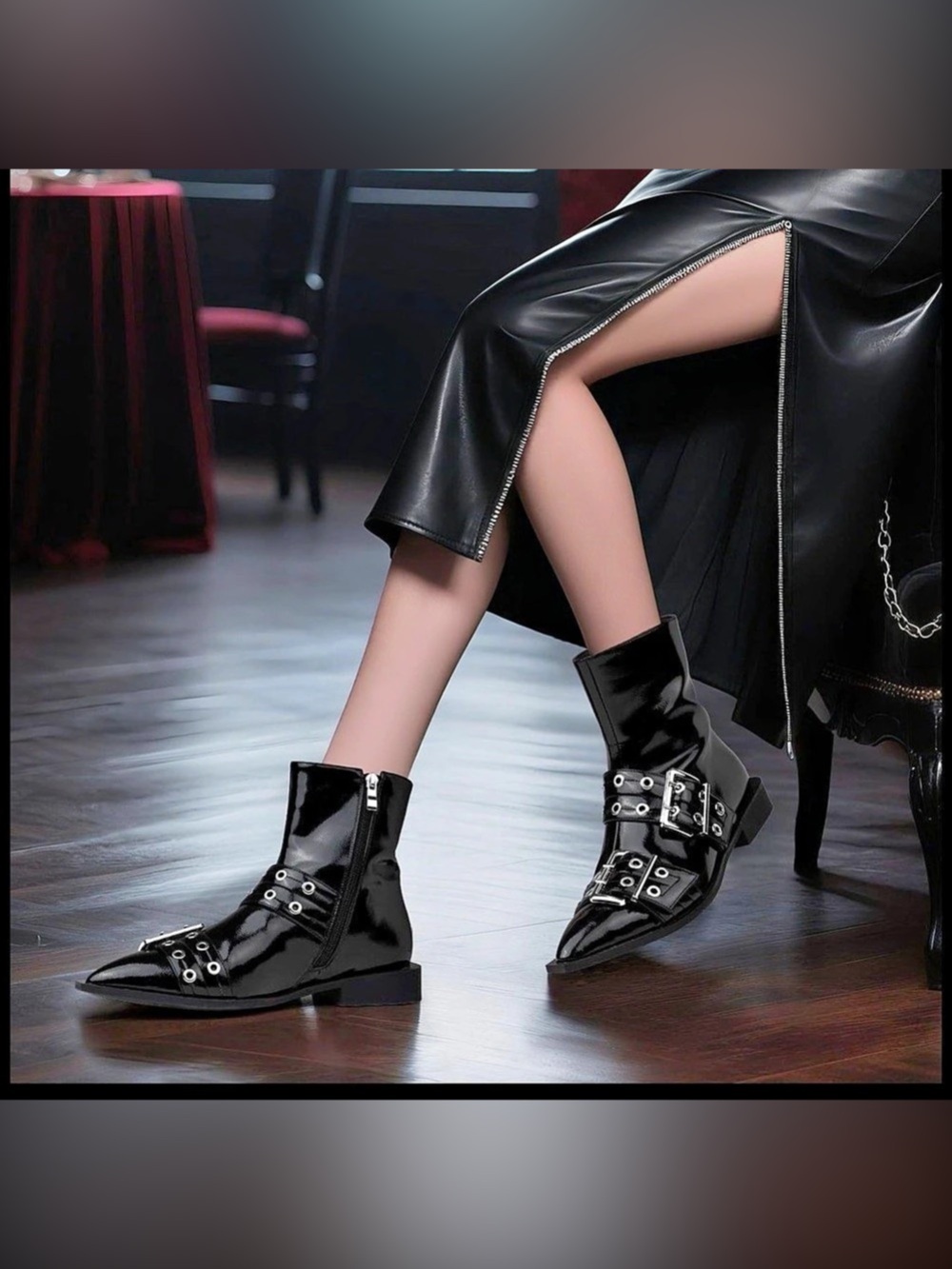 Black Buckle Combat Boots new